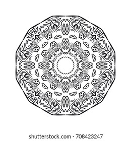 geometric mandALA DESIGN. vector illustration. black color