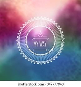 Geometric mandala element made in vector. Vintage decorative elements. Watercolor background. Islam, Arabic, Indian, Tribal motifs.