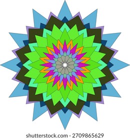 Geometric mandala flower artwork crafted with beautiful colorful abstract expressions