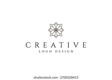 Geometrische Mandala Blume Logo Muster. Elegantes Premium-Ornament-Vektor-Logo-Symbol.