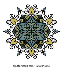 Geometric mandala with flower motif (vector image)