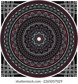 Geometrisches Mandala mit Blumenmotiv (Vektorbild)