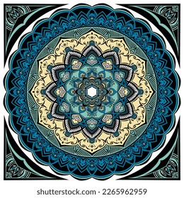 Geometric mandala with flower motif (vector image)