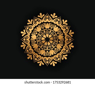  geometric mandala golden color background