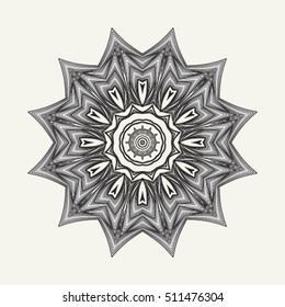 Geometric mandala icon isolated for card, winter christmas design, decoration, colouring book. vector illustrator eps 8
