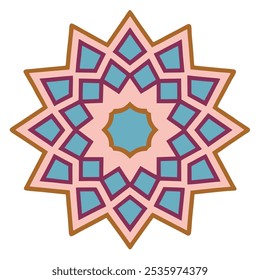 Mandala geométrico con patrones intrincados, ideal para arte de pared, pegatinas, tarjetas, textiles y proyectos de atención plena. Disponible en EPS y JPG para una fácil personalización.