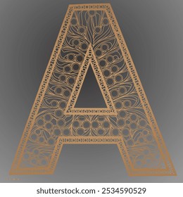 Geometric Mandala Letter A on a Gray Background