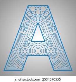 Geometric Mandala Letter A on a Gray Background