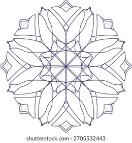 Diseño geométrico del trabajo del arte de la línea del mandala en la sombra negra