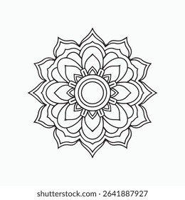Geometric Mandala Line Drawing Art.