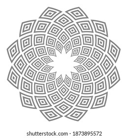 Geometric mandala line vector. A symmetrical round monochrome ornament. Coloring