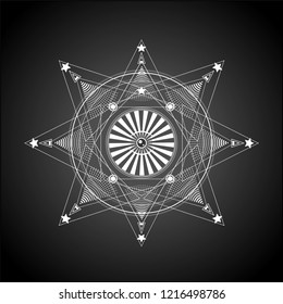 Geometric mandala with magic look and hypnotism circles.