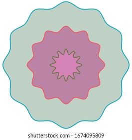 geometric mandala / ornament / decoration symbol, icon. simple, basic mottle circular, concentric abstract design element. lotus, floral motif. multi-color, colorful outline, line version series