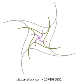 Geometric mandala / ornament / decoration symbol, icon. Simple, basic circular, concentric abstract design element. Lotus, floral motif (Colorful, multi-color lined, outline version)