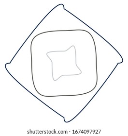 Geometric mandala / ornament / decoration symbol, icon. Simple, basic circular, concentric abstract design element. Lotus, floral motif (Colorful, multi-color lined, outline version)