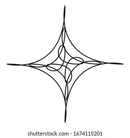 Geometric mandala / ornament / decoration symbol, icon. Simple, basic circular and concentric abstract design element. Lotus, floral motif (Lined, outline version) (Outlines are not expanded)