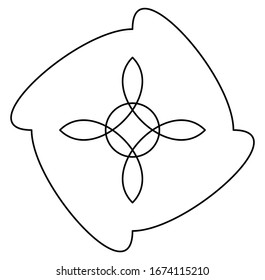 Geometric mandala / ornament / decoration symbol, icon. Simple, basic circular and concentric abstract design element. Lotus, floral motif (Lined, outline version) (Outlines are not expanded)