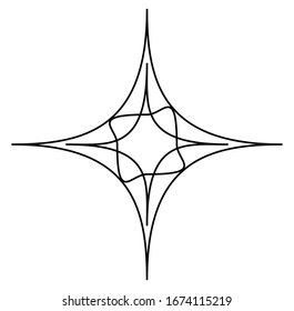 Geometric mandala / ornament / decoration symbol, icon. Simple, basic circular and concentric abstract design element. Lotus, floral motif (Lined, outline version) (Outlines are not expanded)