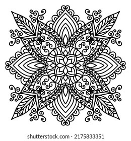 Geometric mandala pattern Coloring book Art, Line art illustration, 