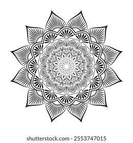 Geometric mandala pattern design with black white background