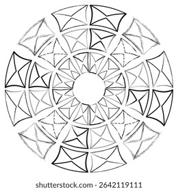 Geometric mandala pattern. Linear circle design. Vector symmetrical ornament. Abstract line art.