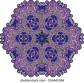 Geometric mandala pattern made of rings and circles. Colorful ethnic tribal motif for tile, textile, fabric