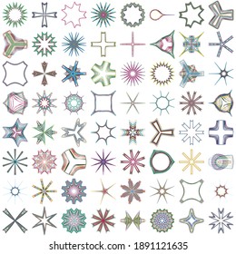 Geometric mandala - Radial, Circular motif set