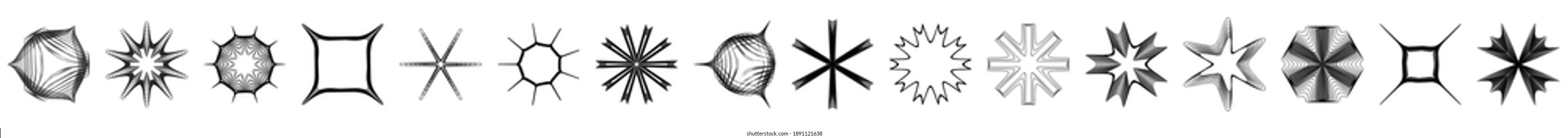 Geometric mandala - Radial, Circular motif set
