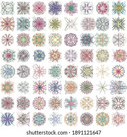 Geometric mandala - Radial, Circular motif set