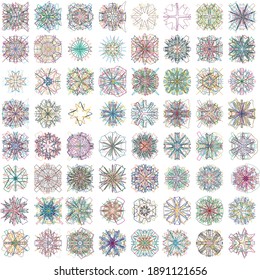 Geometric mandala - Radial, Circular motif set