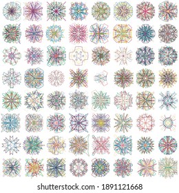 Geometric mandala - Radial, Circular motif set