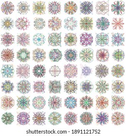 Geometric mandala - Radial, Circular motif set