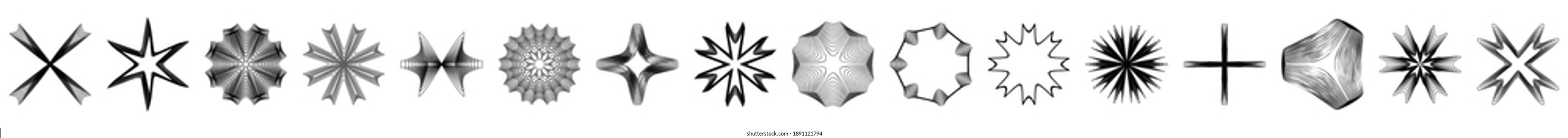 Geometric mandala - Radial, Circular motif set
