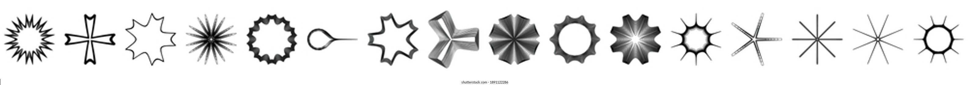 Geometric mandala - Radial, Circular motif set