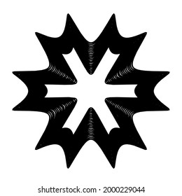 Geometric mandala - Radial, Circular Motif icon, symbol. Radiating shape, logo