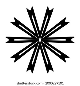 Geometric mandala - Radial, Circular Motif icon, symbol. Radiating shape, logo