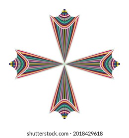 Geometric mandala - Radial, Circular Motif icon, symbol. Radiating shape, logo