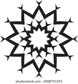 Geometric mandala - Radial, Circular Motif icon, symbol. Radiating shape, logo