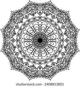 Geometric mandala - Radial, Circular Motif icon, symbol. Radiating shape, logo