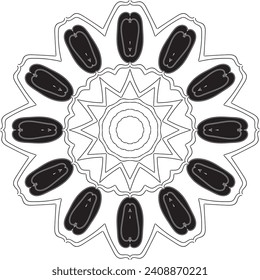 Geometric mandala - Radial, Circular Motif icon, symbol. Radiating shape, logo