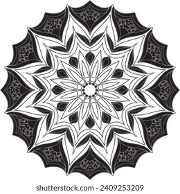 Geometric mandala - Radial, Circular Motif icon, symbol. Radiating shape, logo