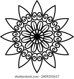 Geometric mandala - Radial, Circular Motif icon, symbol. Radiating shape, logo