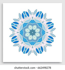 Geometric mandala round ornament. Islamic greeting card. Eid mubarak ramadan celebration template. Isolated design element, vector colorful pattern