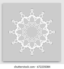 Geometric mandala round ornament. Islamic greeting card. Eid mubarak ramadan celebration template. Isolated design element, vector line pattern