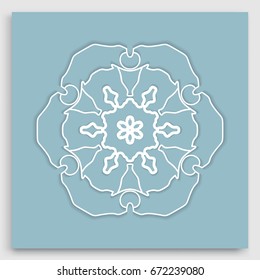 Geometric mandala round ornament. Islamic greeting card. Eid mubarak ramadan celebration template. Isolated design element, vector line pattern