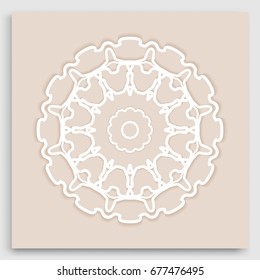 Geometric mandala round ornament. Islamic greeting card. Eid mubarak ramadan celebration template. Isolated design element, vector line pattern