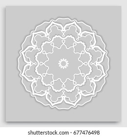 Geometric mandala round ornament. Islamic greeting card. Eid mubarak ramadan celebration template. Isolated design element, vector line pattern