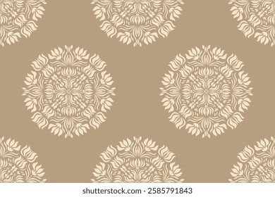 Geometric Mandala Seamless pattern block print batik vector. Ethnic vintage flower handmade.