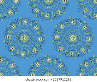 GEOMETRIC MANDALA SEAMLESS PATTERNS  AJRAKH PATTERN, HAND BLOCK PRINT, BATIK PRINT, INDIAN TEXTILE BACKGROUND