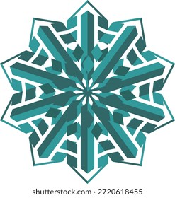 Diseño geométrico de patrón de copo de nieve Mandala